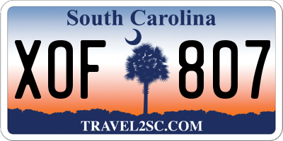 SC license plate XOF807