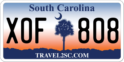 SC license plate XOF808