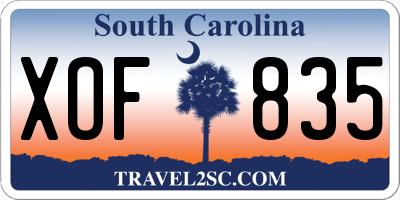 SC license plate XOF835