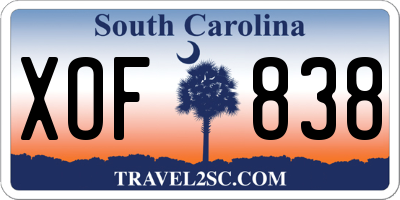 SC license plate XOF838