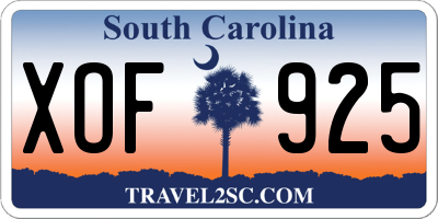 SC license plate XOF925