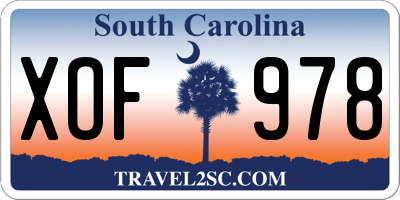 SC license plate XOF978
