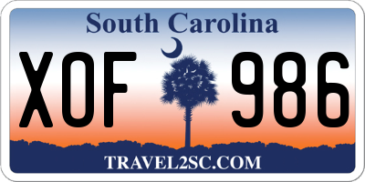 SC license plate XOF986