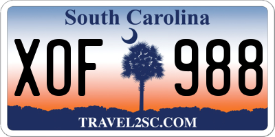 SC license plate XOF988