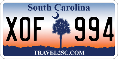 SC license plate XOF994