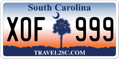 SC license plate XOF999