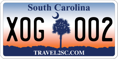 SC license plate XOG002