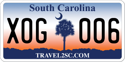 SC license plate XOG006