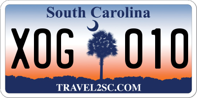 SC license plate XOG010