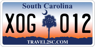 SC license plate XOG012