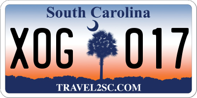 SC license plate XOG017