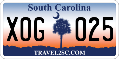 SC license plate XOG025