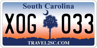 SC license plate XOG033