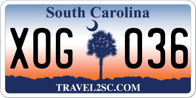 SC license plate XOG036