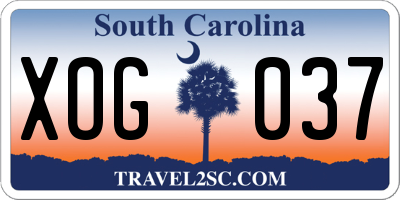 SC license plate XOG037