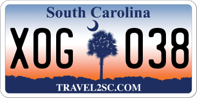 SC license plate XOG038