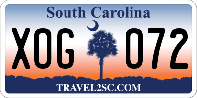 SC license plate XOG072