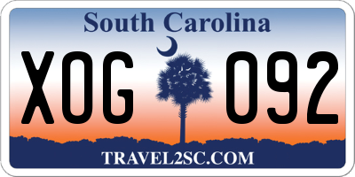 SC license plate XOG092