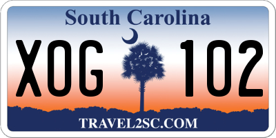 SC license plate XOG102