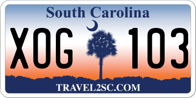 SC license plate XOG103