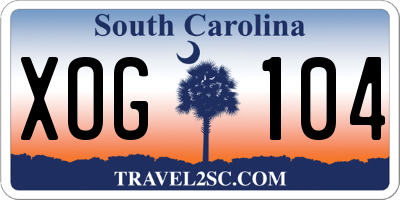 SC license plate XOG104