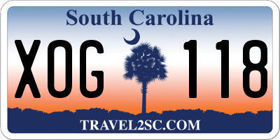 SC license plate XOG118