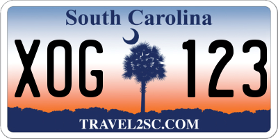 SC license plate XOG123