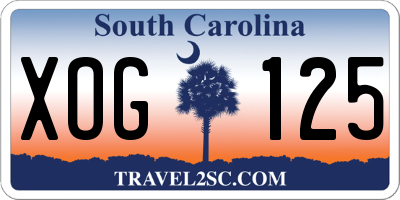SC license plate XOG125