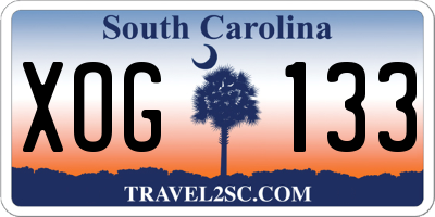 SC license plate XOG133
