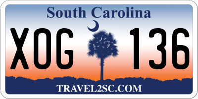 SC license plate XOG136