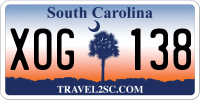 SC license plate XOG138