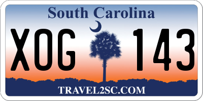 SC license plate XOG143