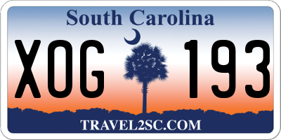SC license plate XOG193