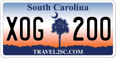 SC license plate XOG200