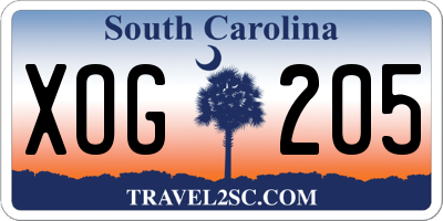 SC license plate XOG205