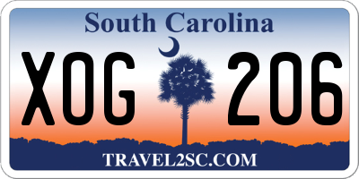 SC license plate XOG206