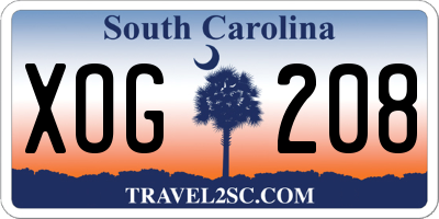 SC license plate XOG208