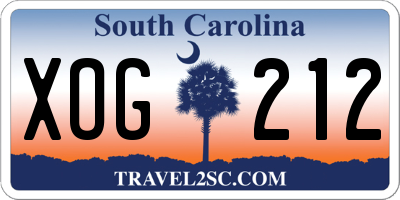 SC license plate XOG212