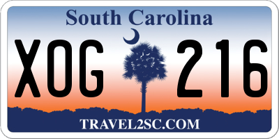 SC license plate XOG216