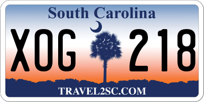 SC license plate XOG218