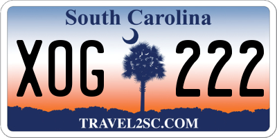 SC license plate XOG222