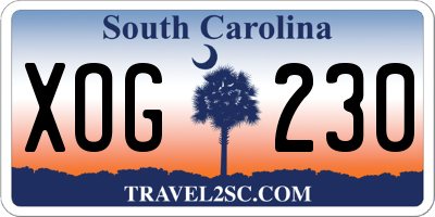 SC license plate XOG230