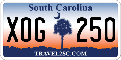 SC license plate XOG250