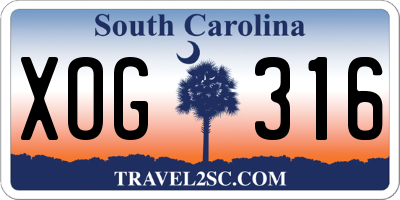 SC license plate XOG316