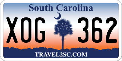 SC license plate XOG362