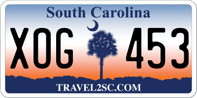SC license plate XOG453