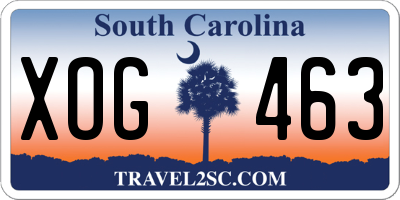 SC license plate XOG463
