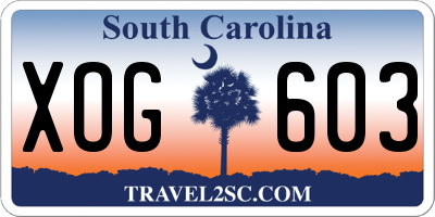 SC license plate XOG603