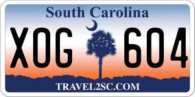 SC license plate XOG604