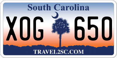 SC license plate XOG650